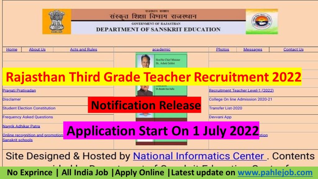 RajasthanThird grade Teacher Recruitment 2022